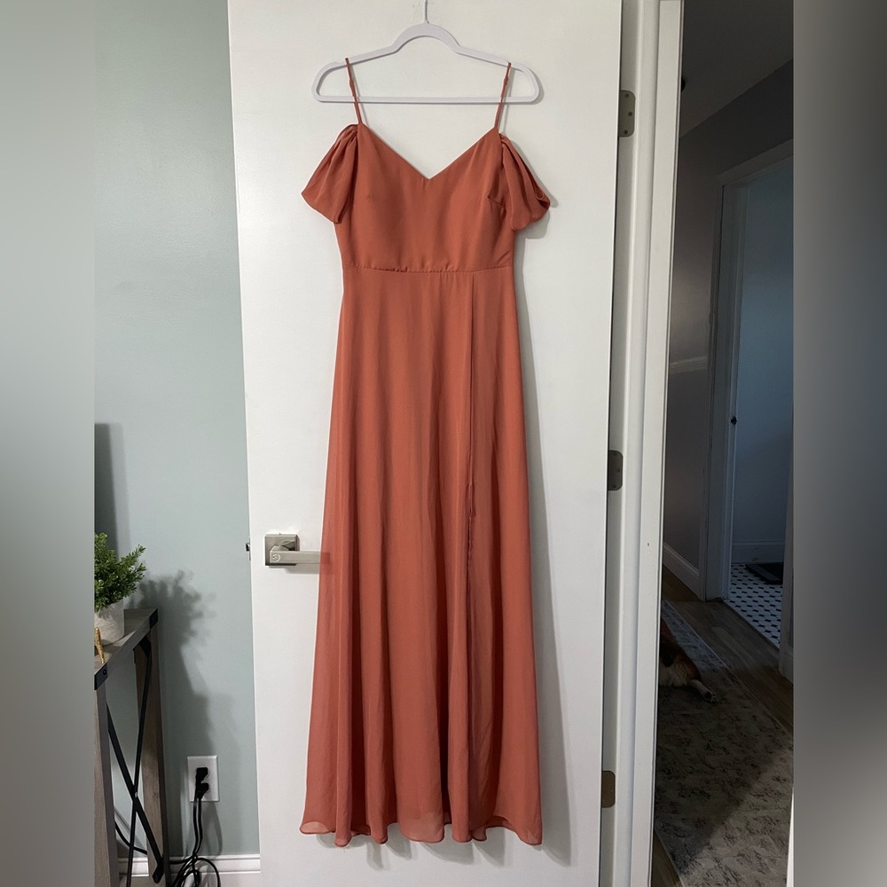 Birdy Grey Chiffon Terracotta Dress Size Medium